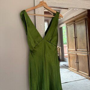 Backless olive green mini dress